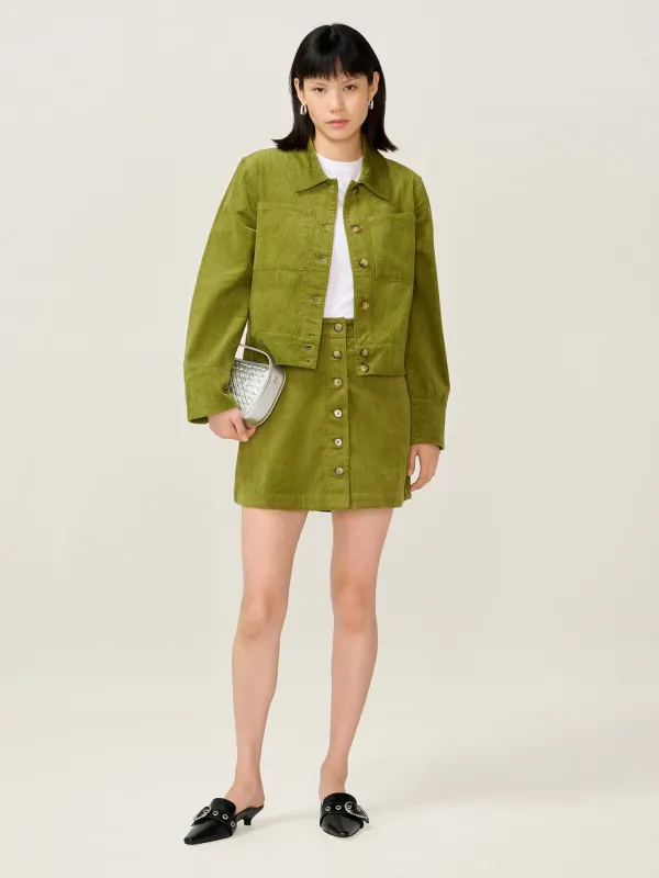Millie Cord Jacket in Moss Green sold by Omnes