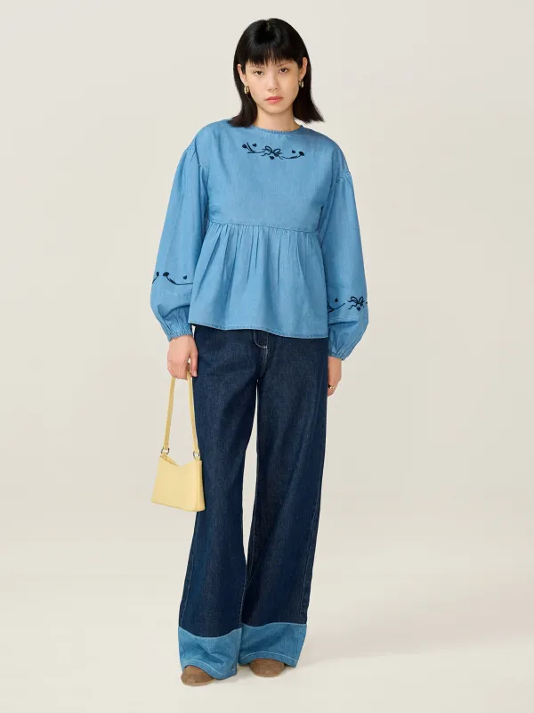 Elma Blouse in Chambray sold by Omnes