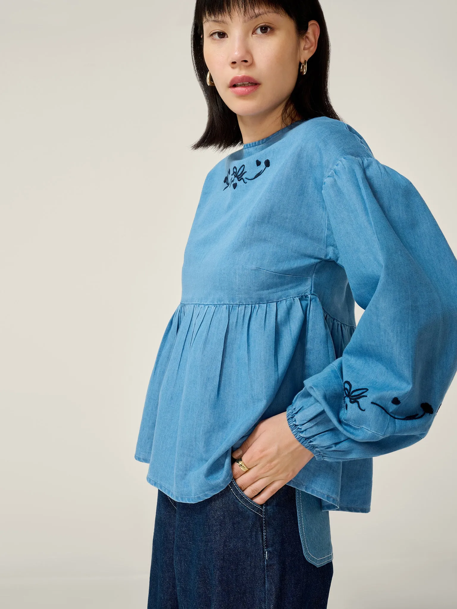 Elma Blouse in Chambray sold by Omnes product image thumbnail 5