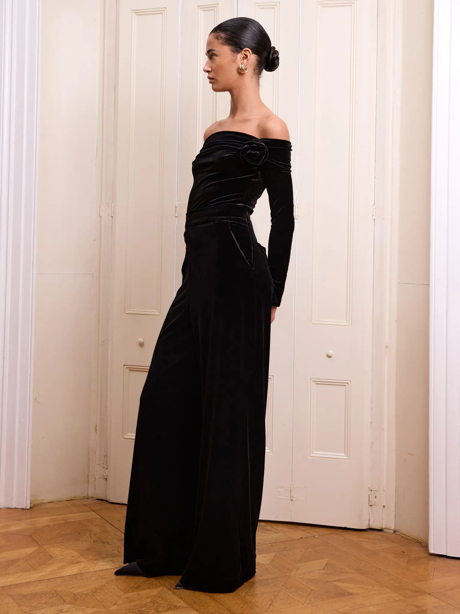 Livia Velvet Trouser in Black sold by Omnes product image thumbnail 2