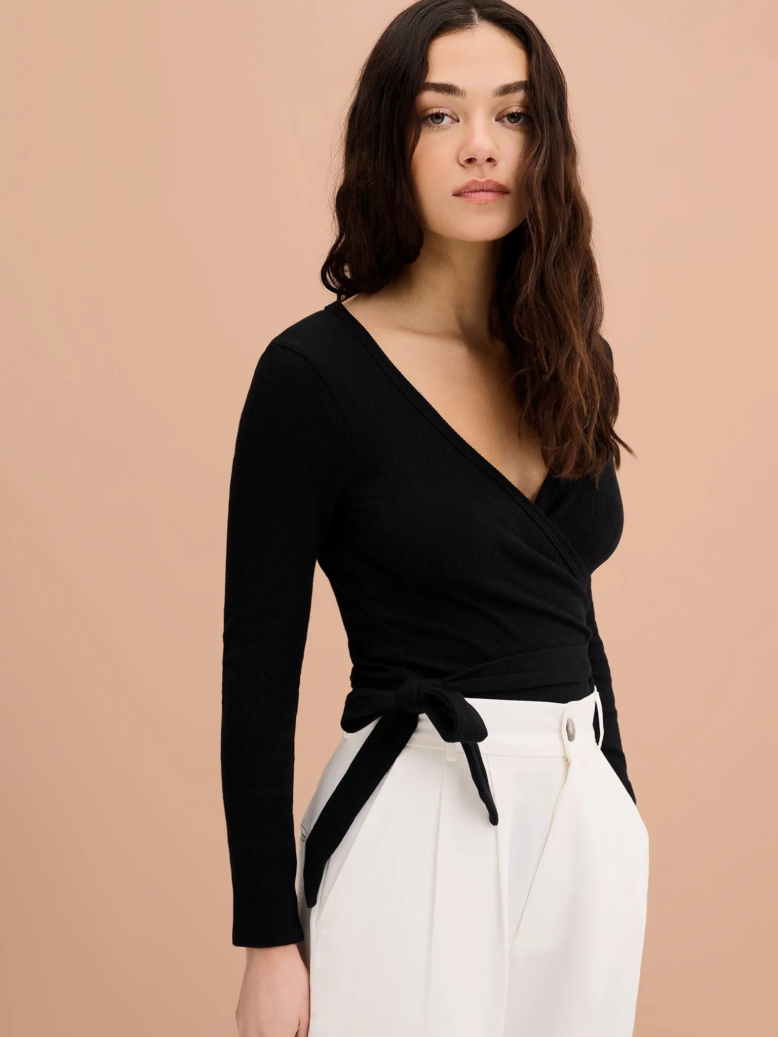 Napeta Ballet Wrap Top in Black sold by Omnes product image thumbnail 4