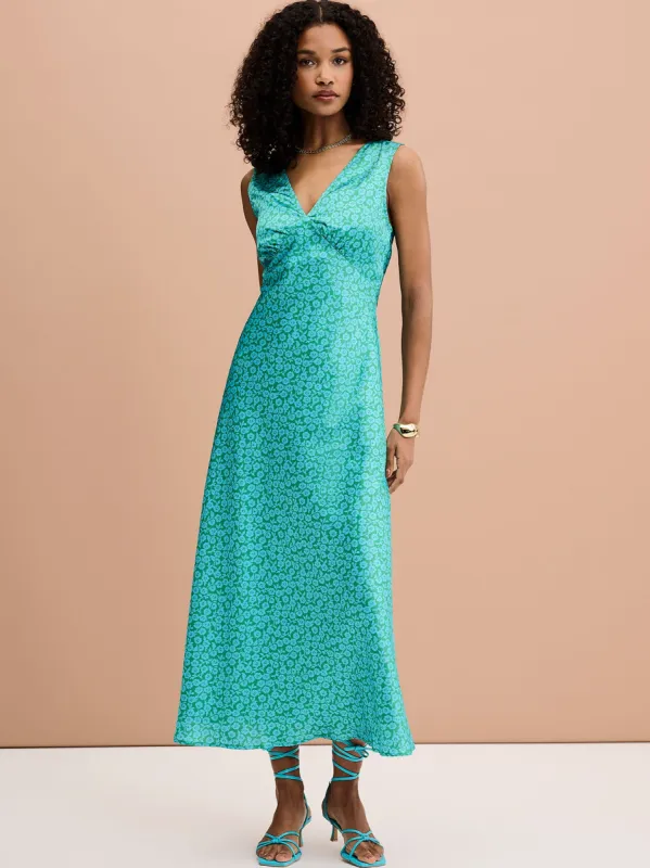 Iris Maxi Dress in Green Print sold by Omnes