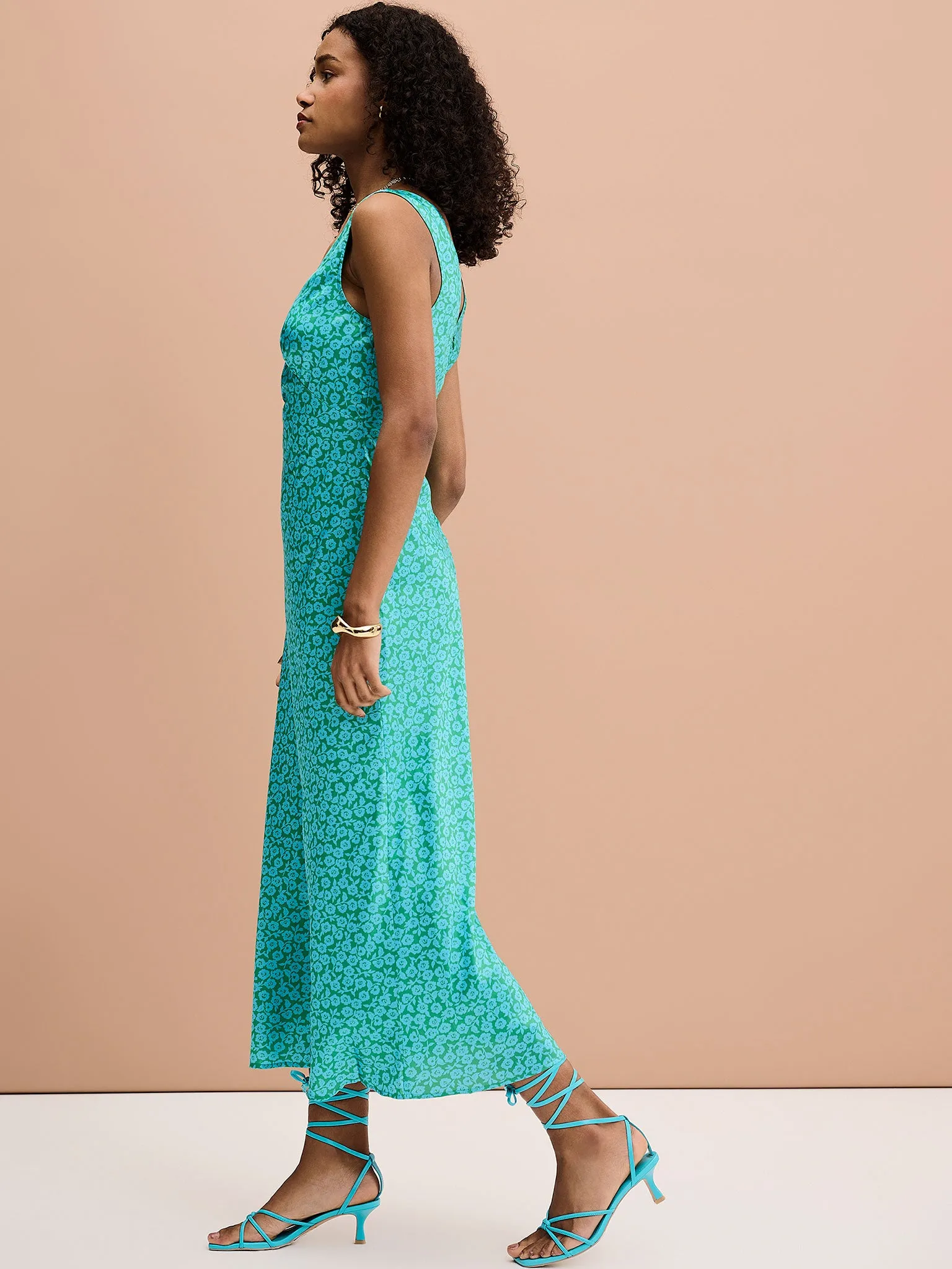 Iris Maxi Dress in Green Print sold by Omnes product image thumbnail 2