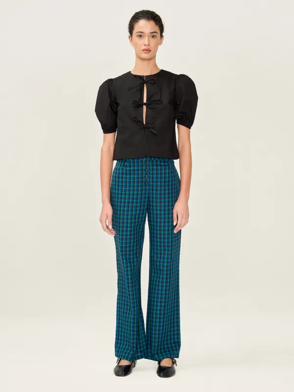 Elodie Trouser in Blue Check sold by Omnes
