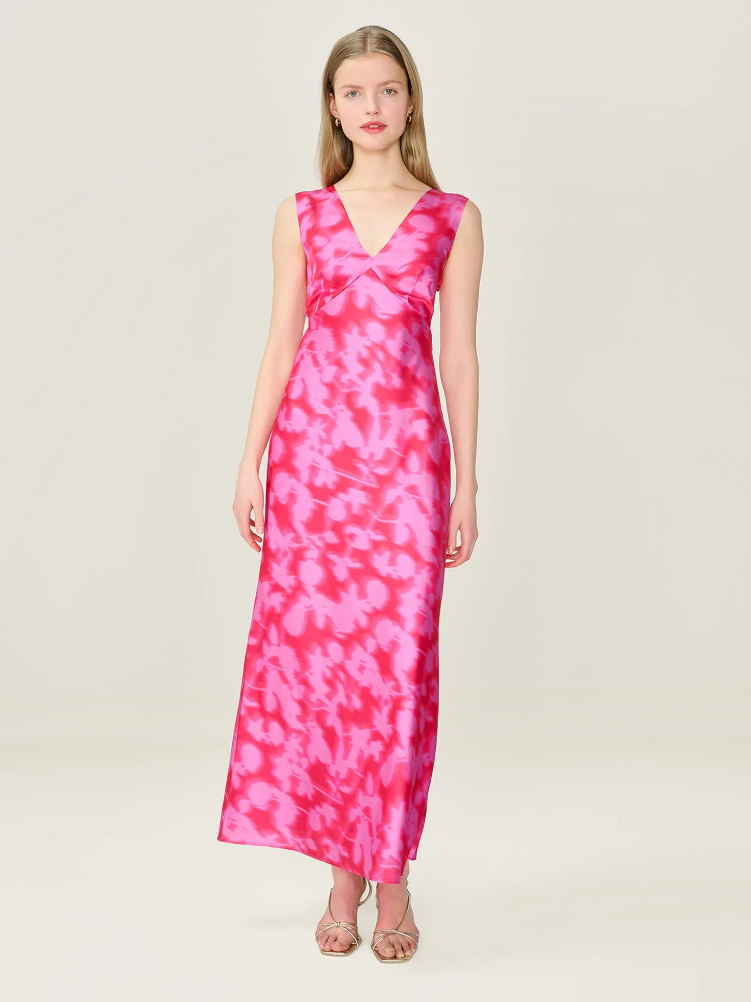 Nova Dress in Blurred Floral Magenta sold by Omnes