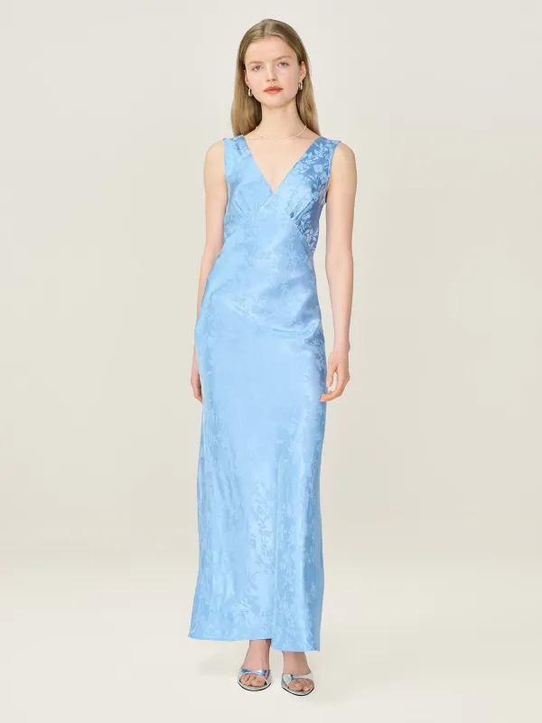 Iris Jacquard Dress in Vista Blue sold by Omnes