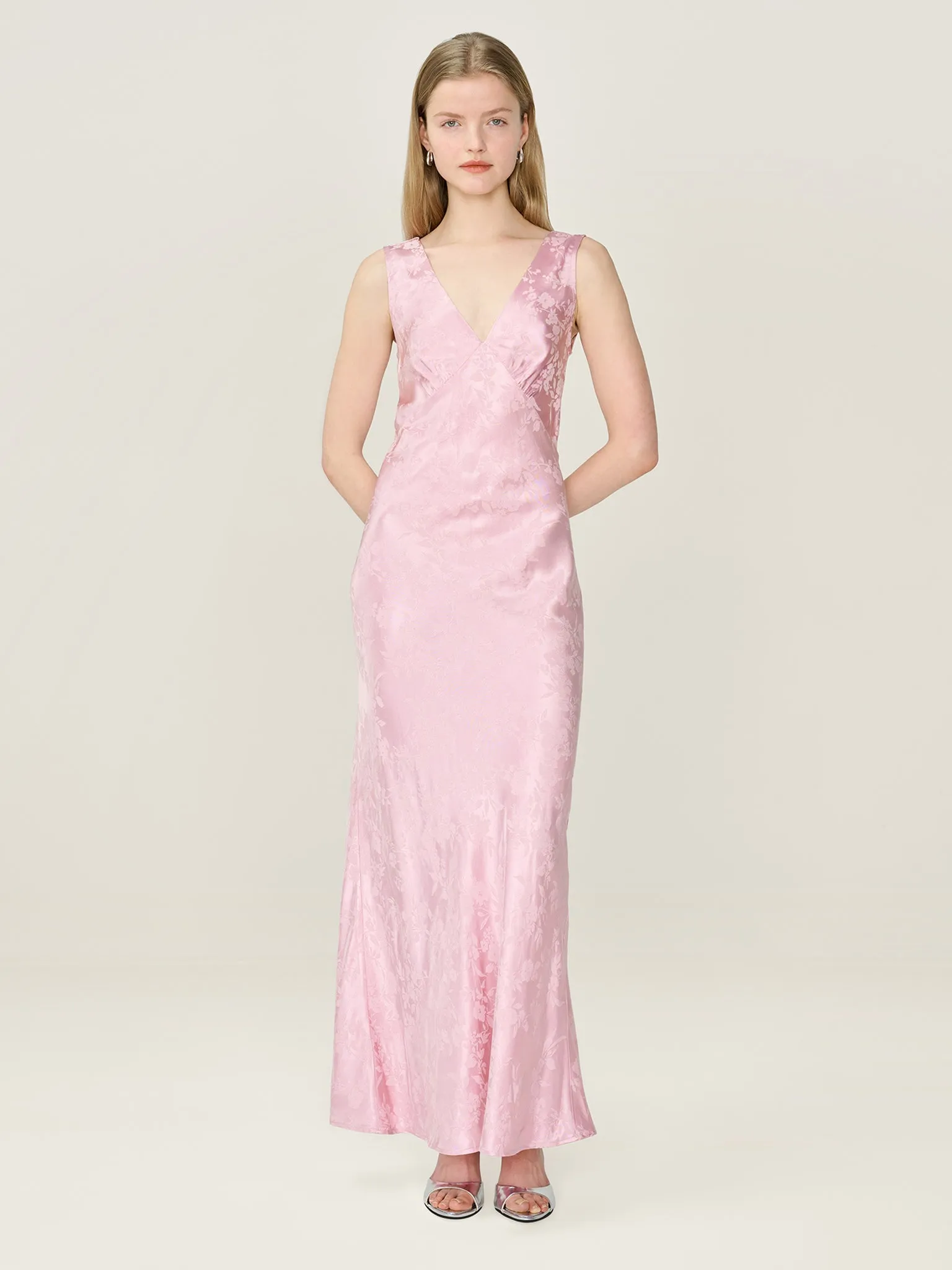 Iris Jacquard Dress in Bleached Mauve sold by Omnes