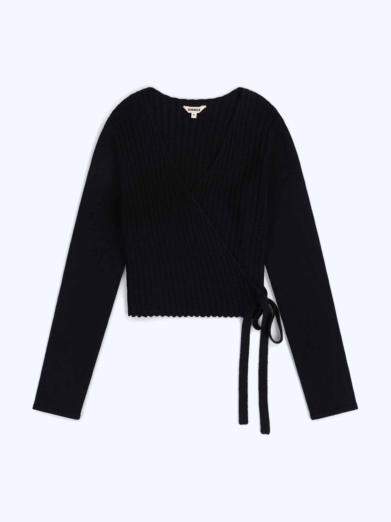 Soleil Knitted Wrap Top in Black sold by Omnes product image thumbnail 5