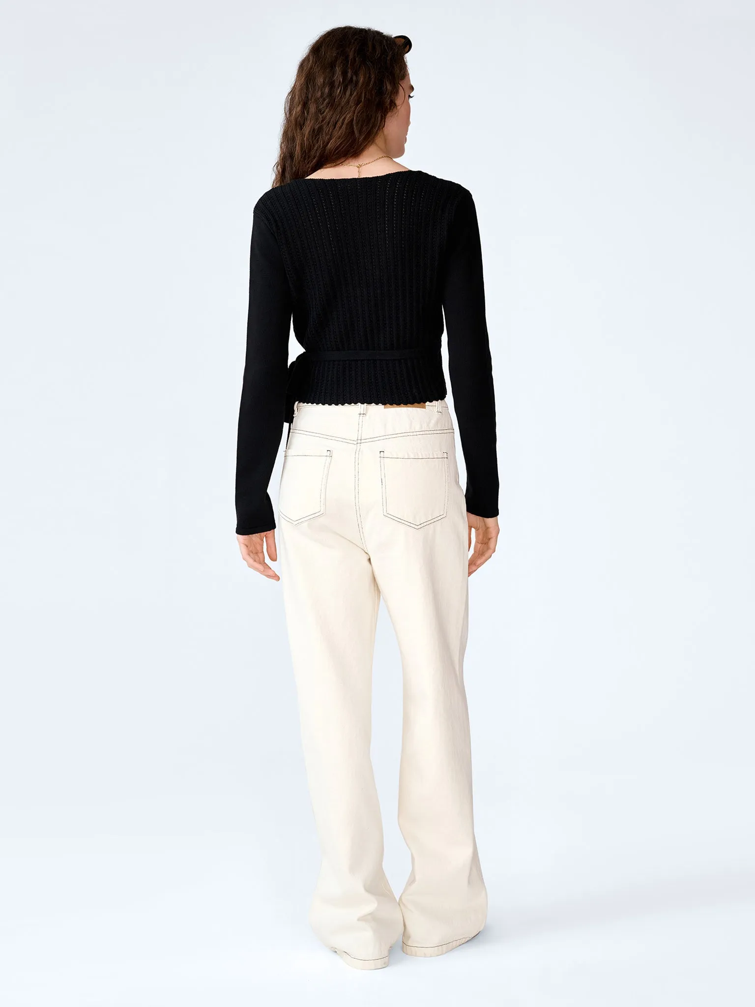 Soleil Knitted Wrap Top in Black sold by Omnes product image thumbnail 4