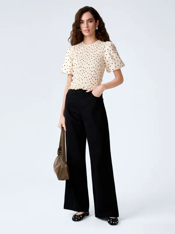 Nicolla Top in White Polka Dot made by Omnes