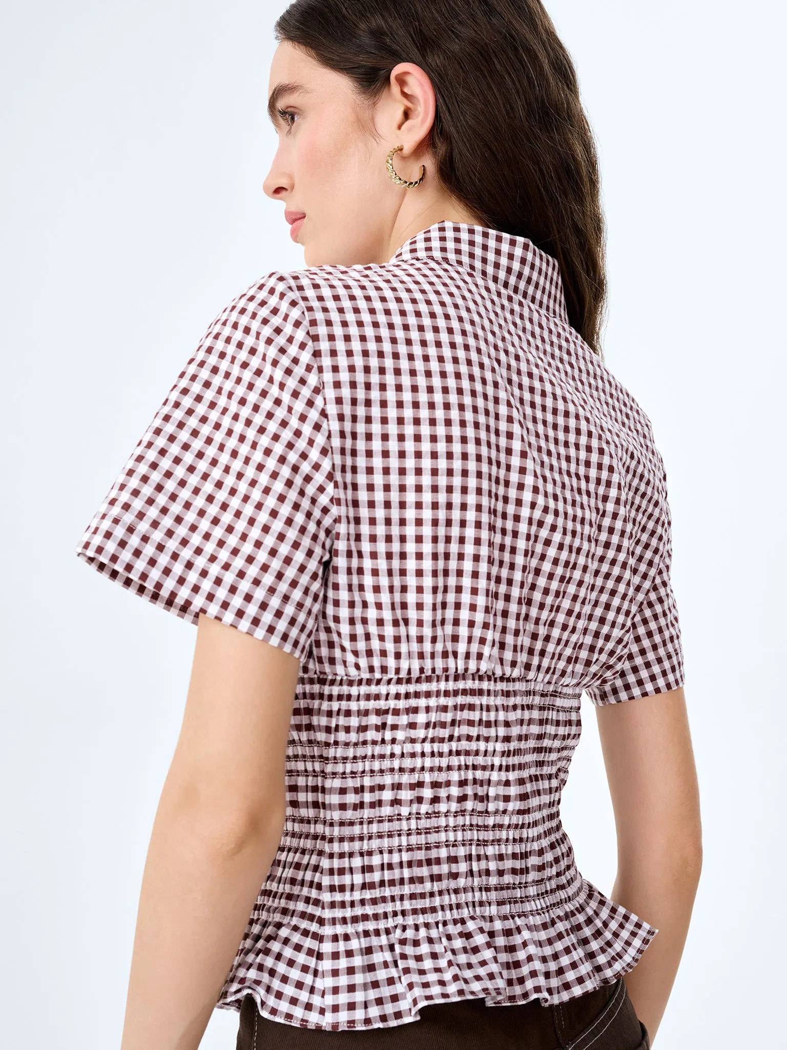 Merida Blouse in Chocolate/Cream Gingham sold by Omnes product image thumbnail 5