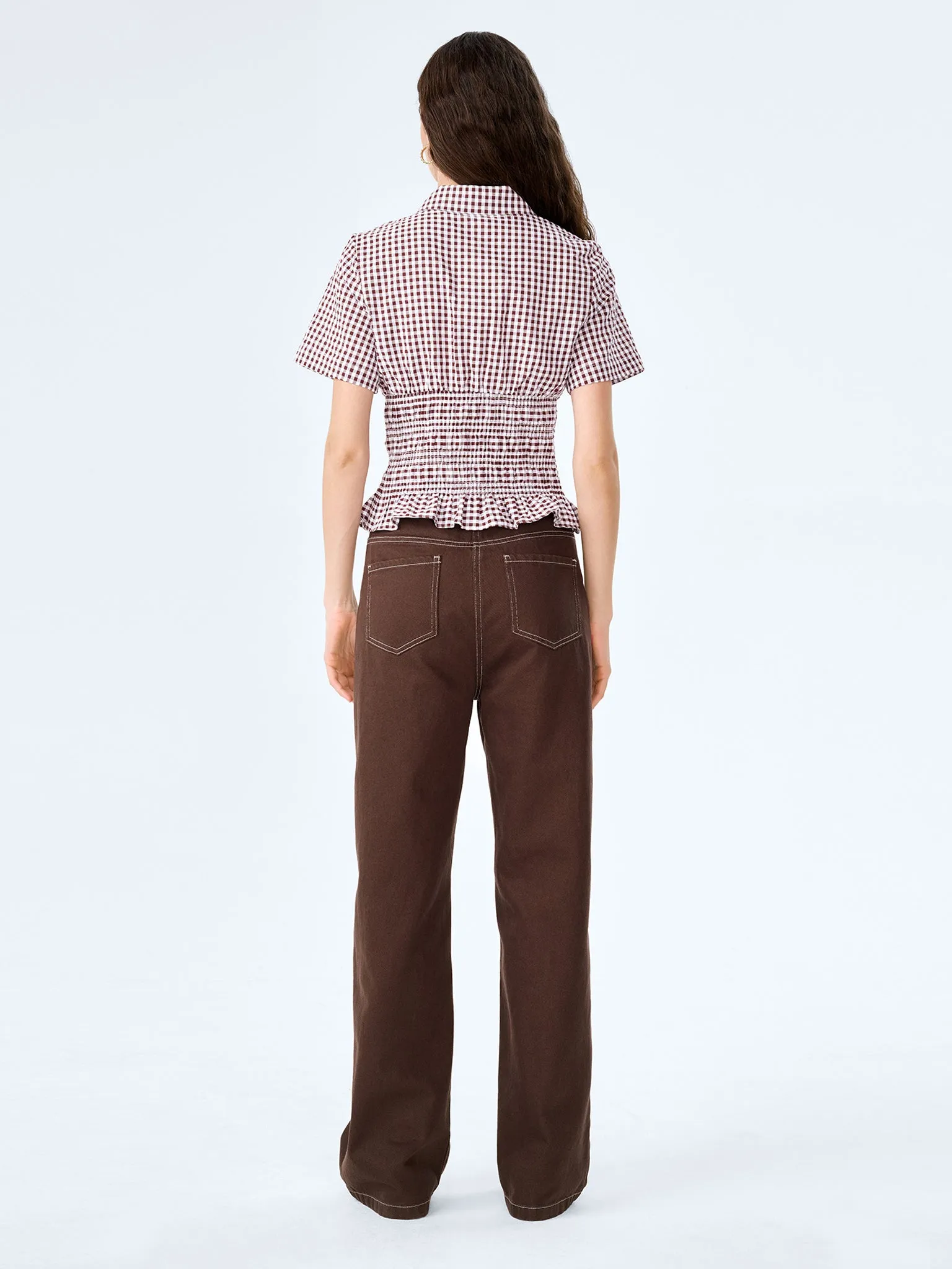 Merida Blouse in Chocolate/Cream Gingham sold by Omnes product image thumbnail 3