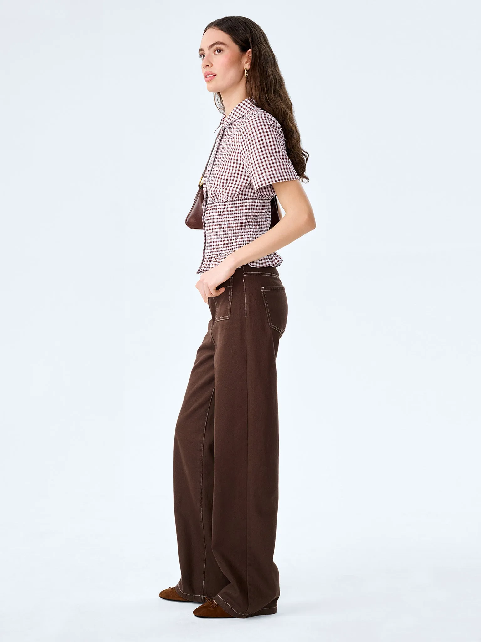 Merida Blouse in Chocolate/Cream Gingham sold by Omnes product image thumbnail 2