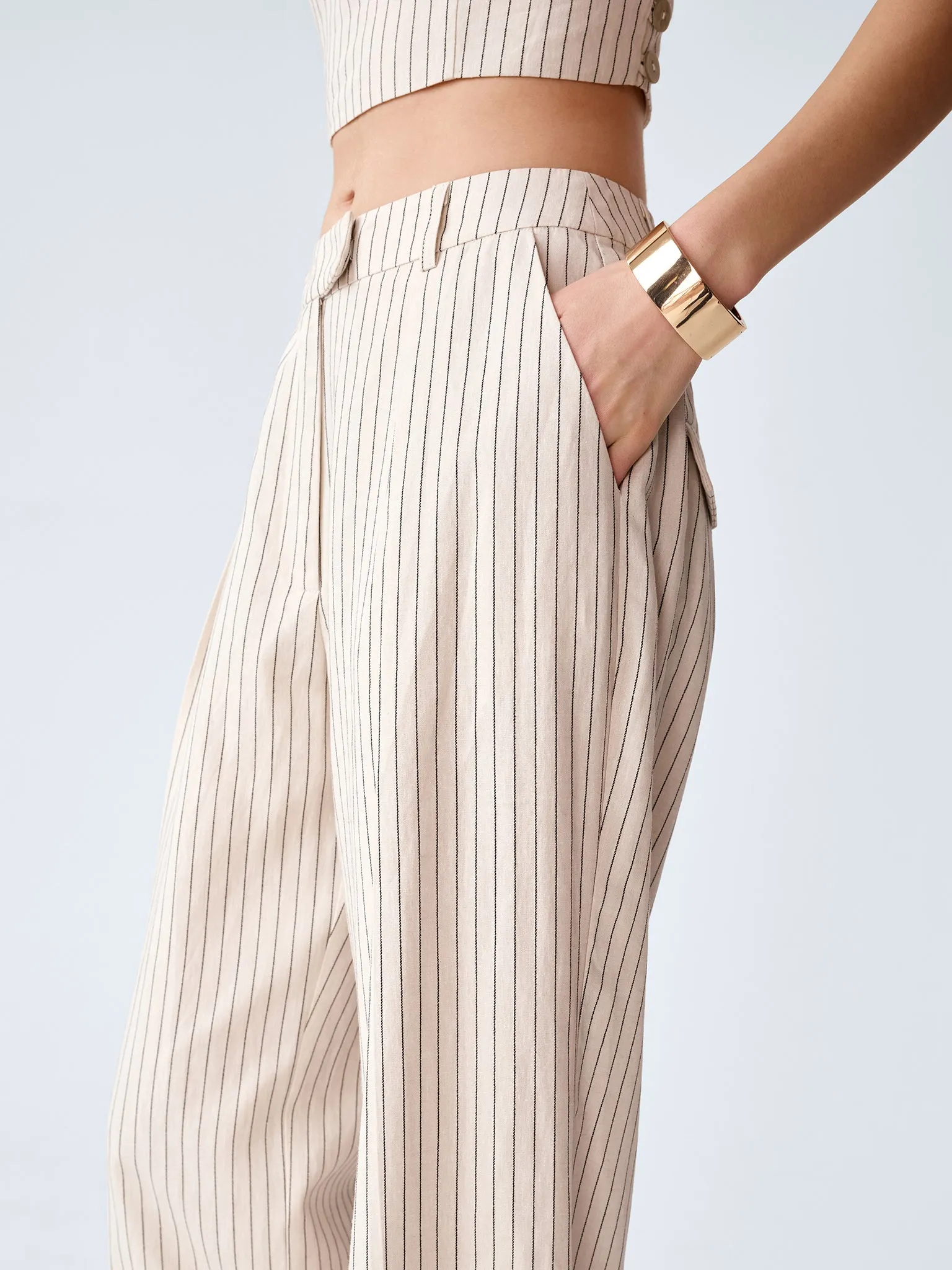 Pearl Trouser in Cream and Black Stripe sold by Omnes product image thumbnail 3