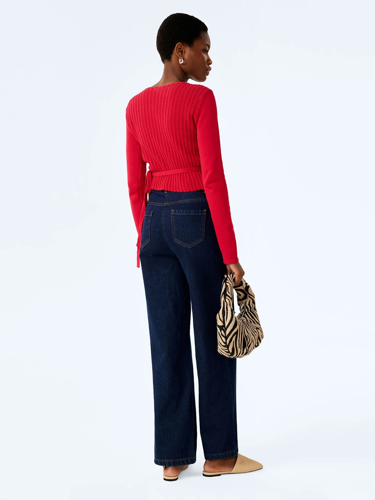Soleil Knitted Wrap Top in Red sold by Omnes product image thumbnail 5