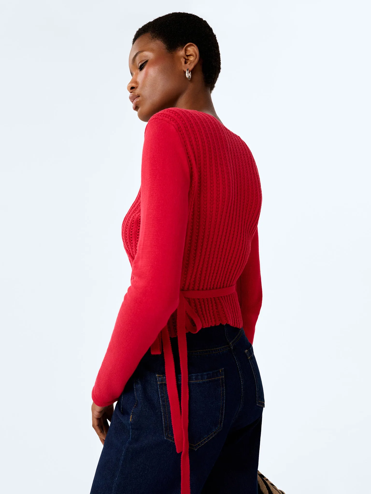 Soleil Knitted Wrap Top in Red sold by Omnes product image thumbnail 2