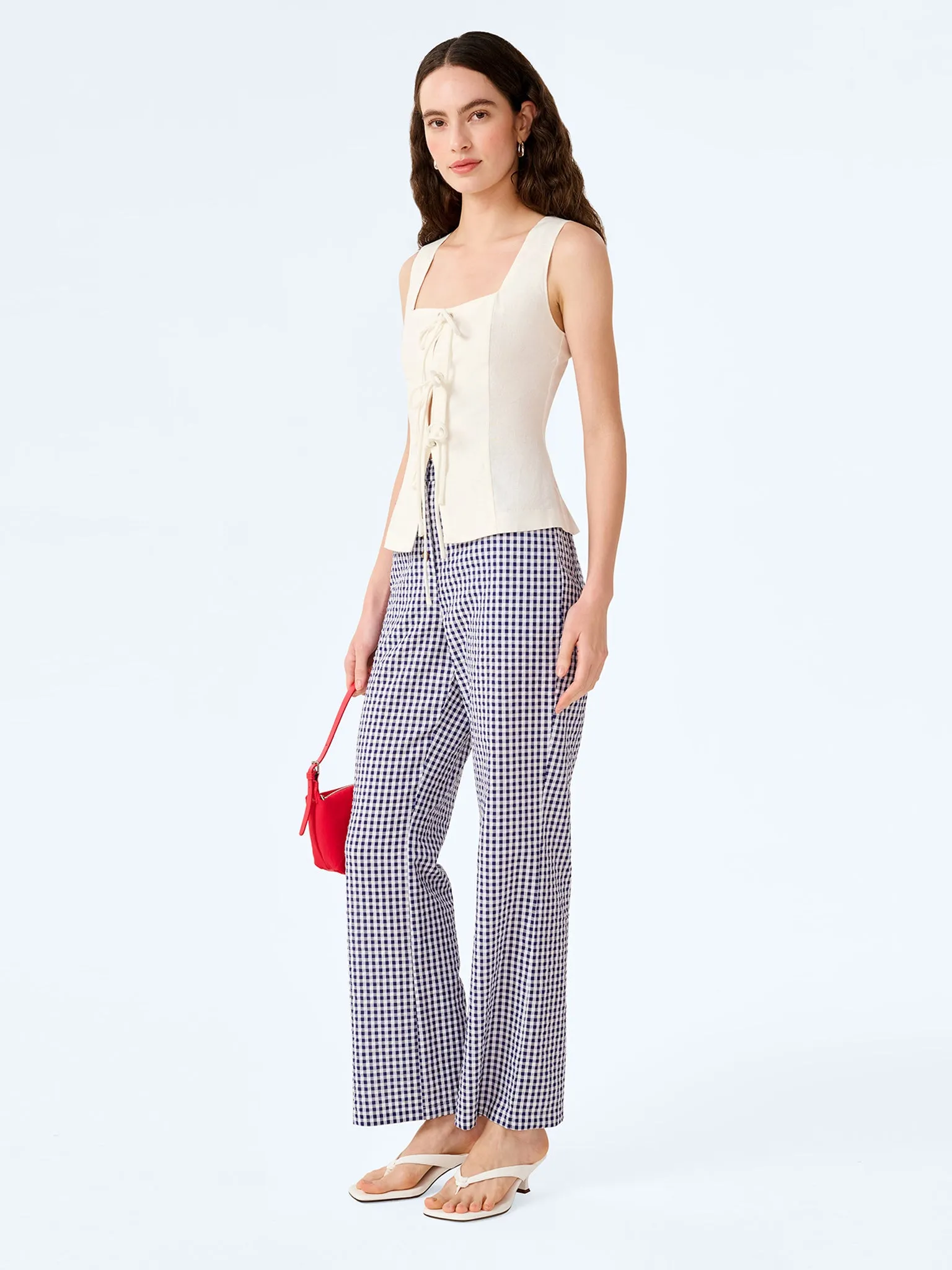 Elodie Trouser in Navy/Cream Gingham sold by Omnes product image thumbnail 2