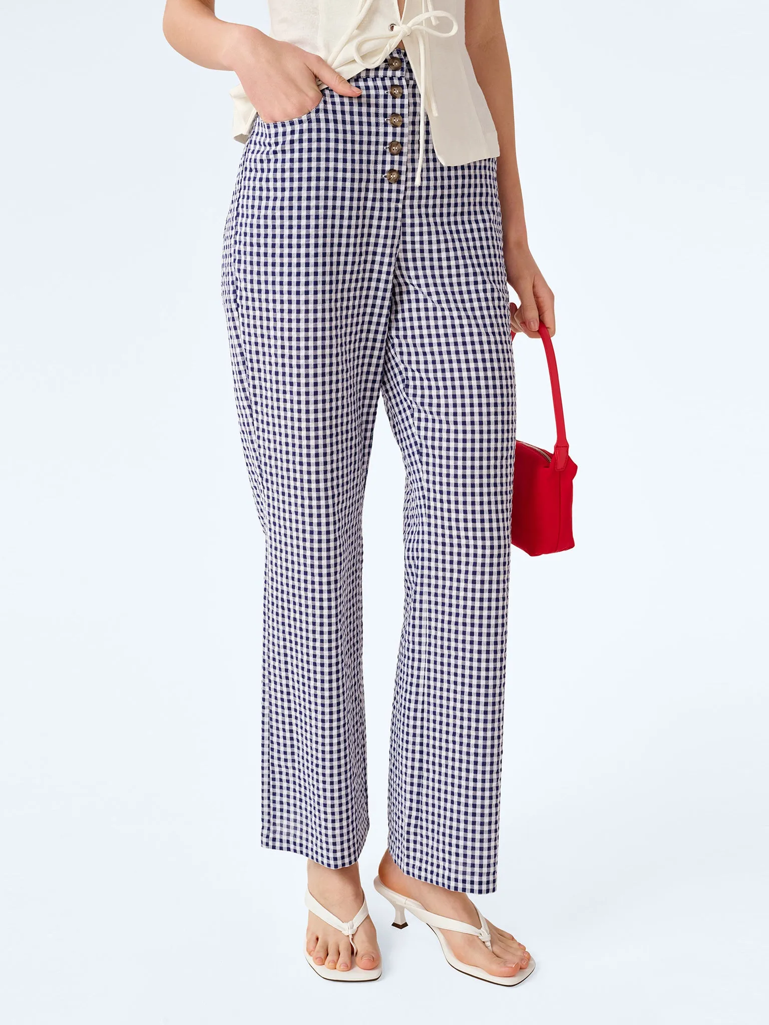 Elodie Trouser in Navy/Cream Gingham sold by Omnes product image thumbnail 3