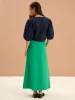 Olive A Line Midi Skirt in Green sold by Omnes
