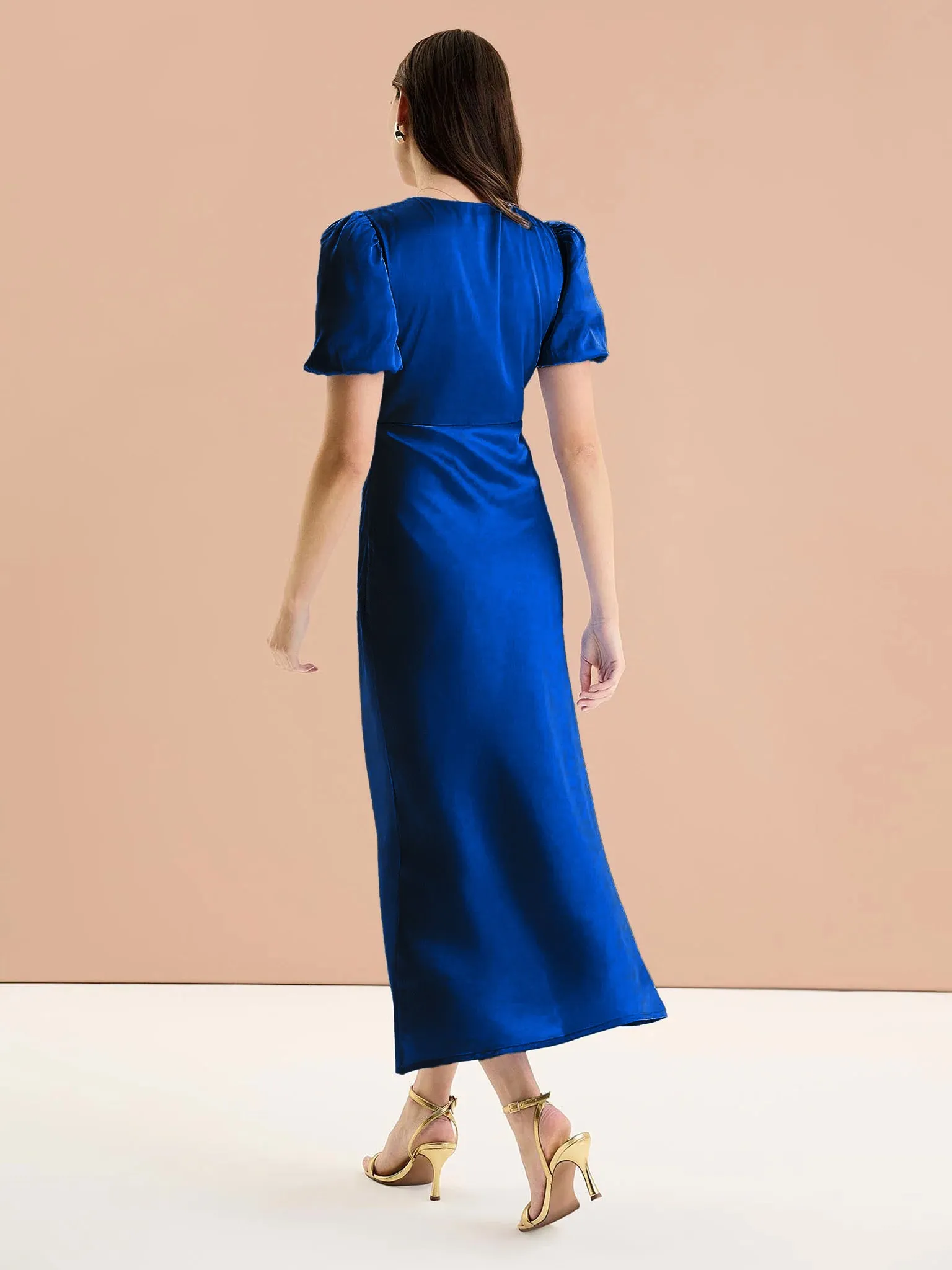 Rosie Puff Sleeve Dress in Navy sold by Omnes product image thumbnail 3