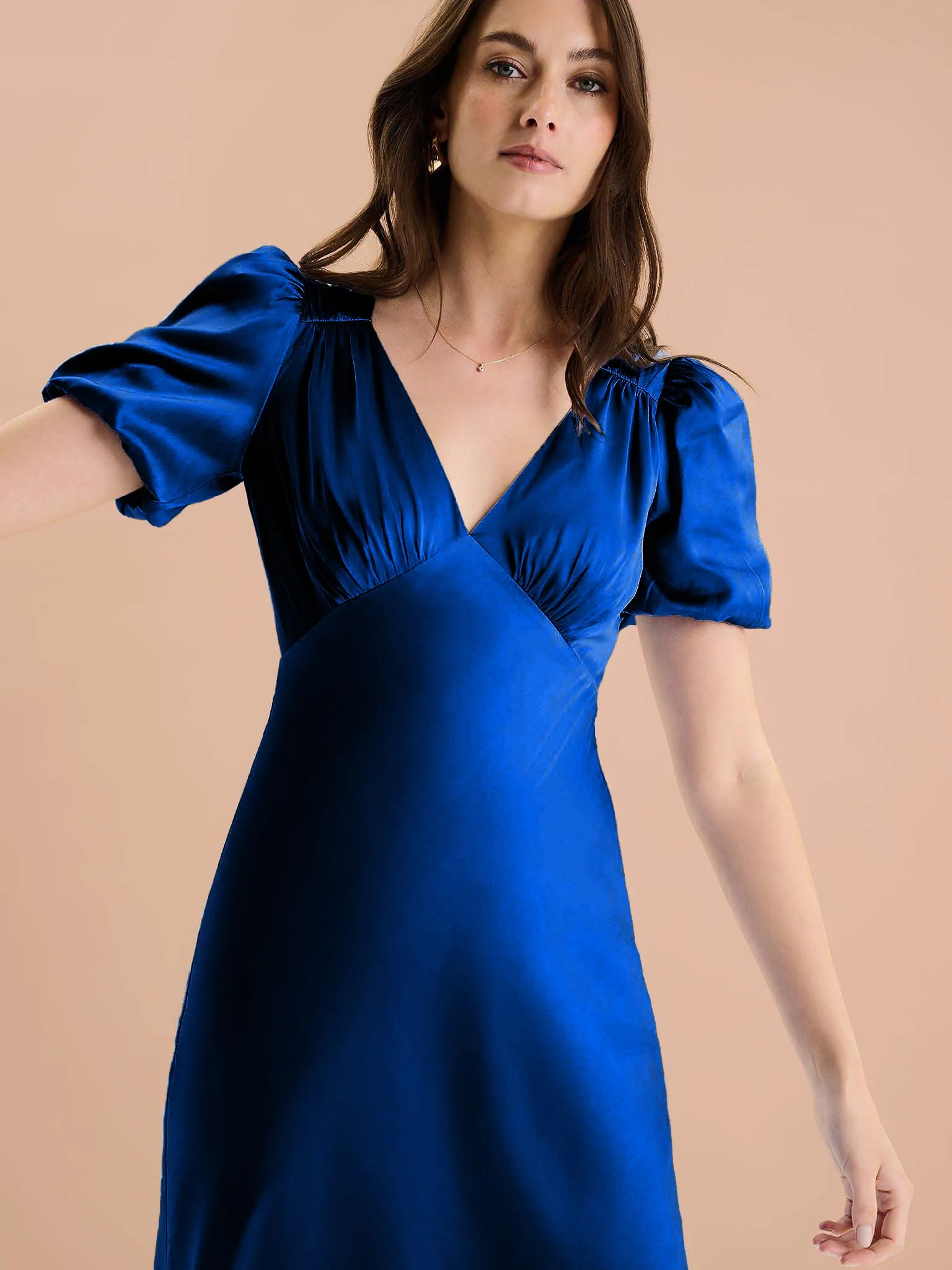 Rosie Puff Sleeve Dress in Navy sold by Omnes product image thumbnail 2