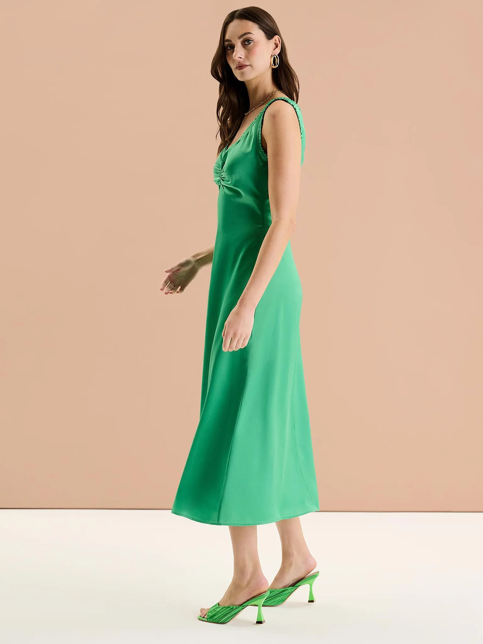 Polly Frill Dress in Emerald sold by Omnes product image thumbnail 2
