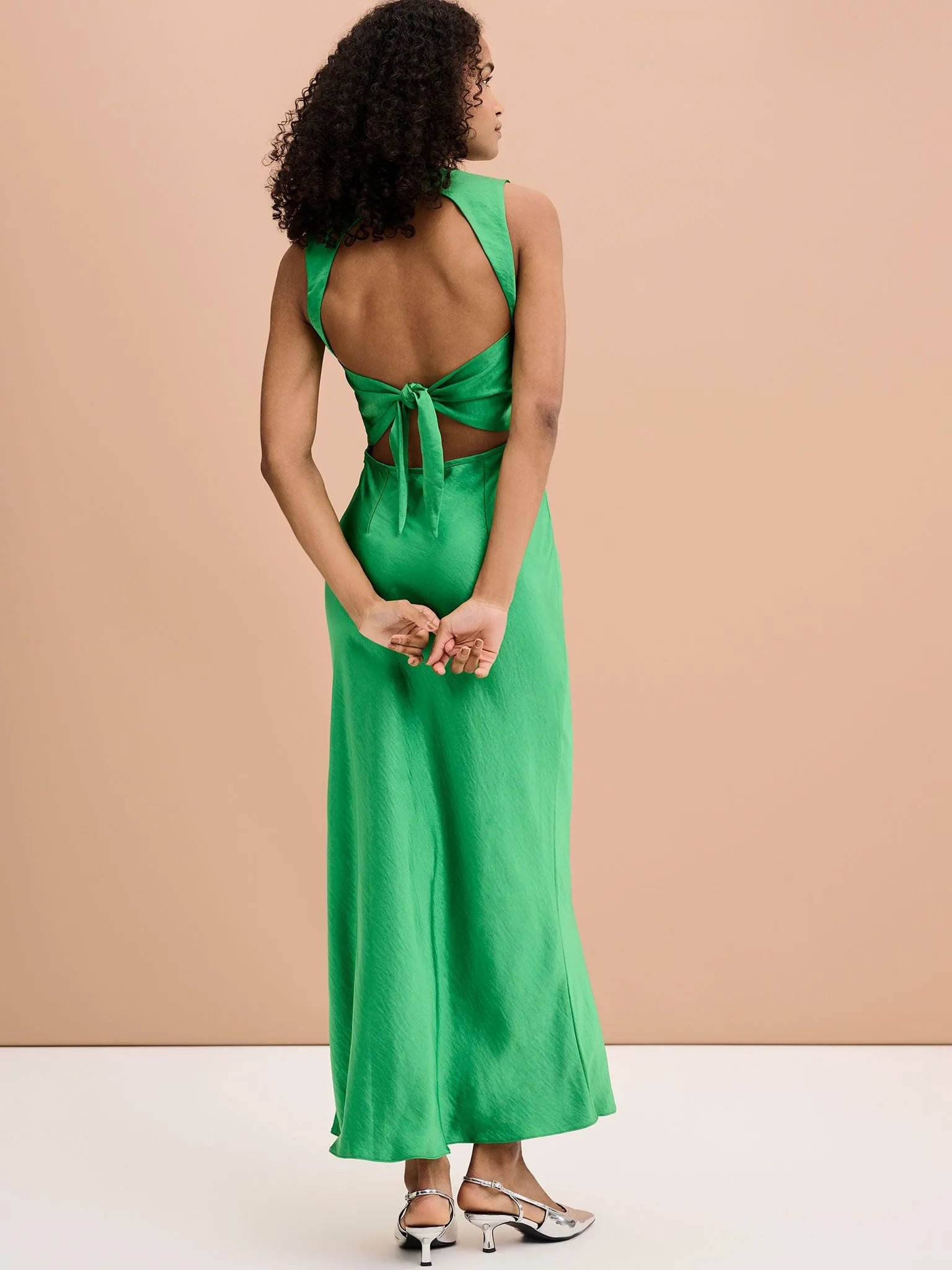 Nova Tie Back Dress in Fern Green sold by Omnes product image thumbnail 4