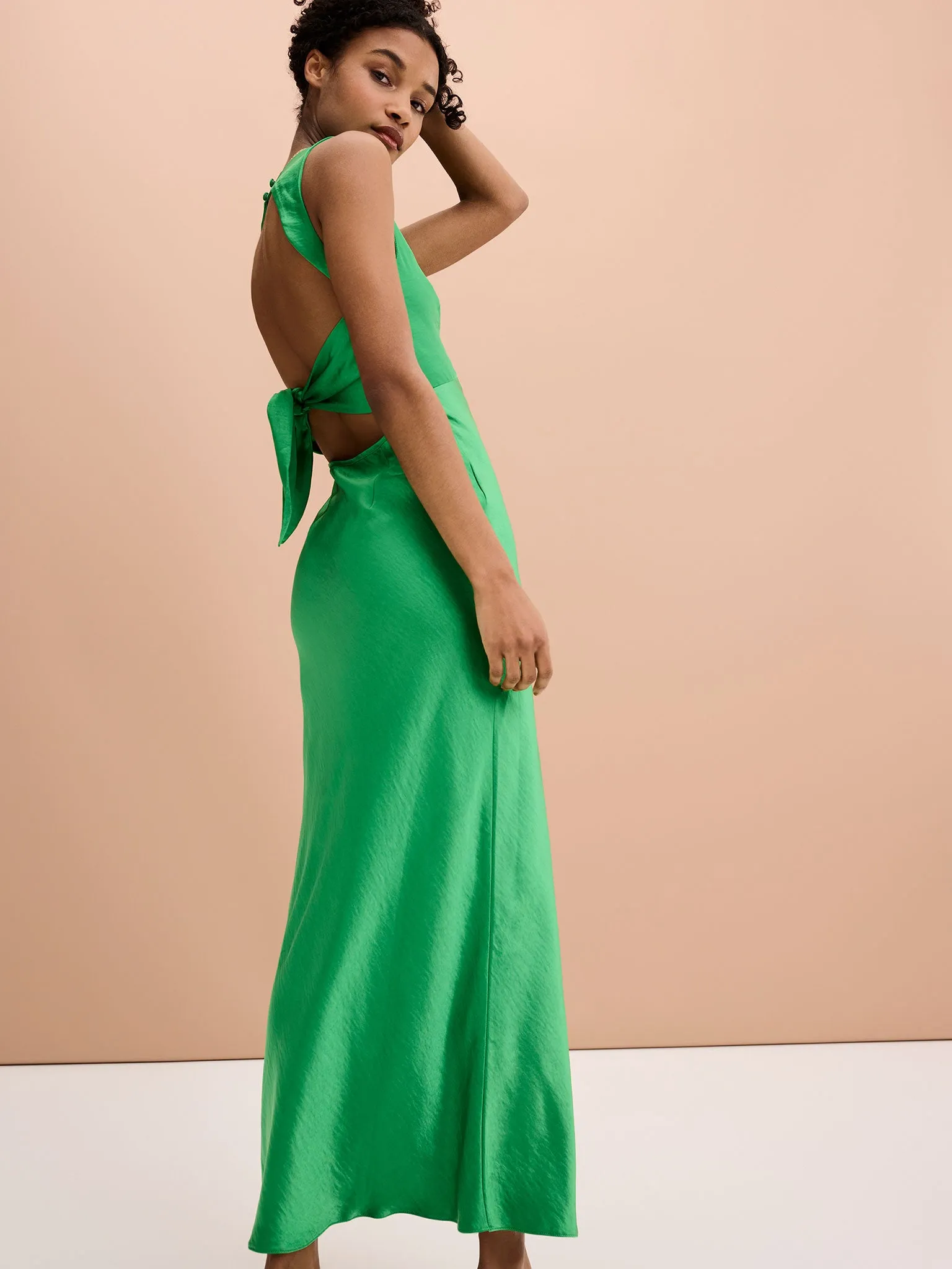 Nova Tie Back Dress in Fern Green sold by Omnes product image thumbnail 2