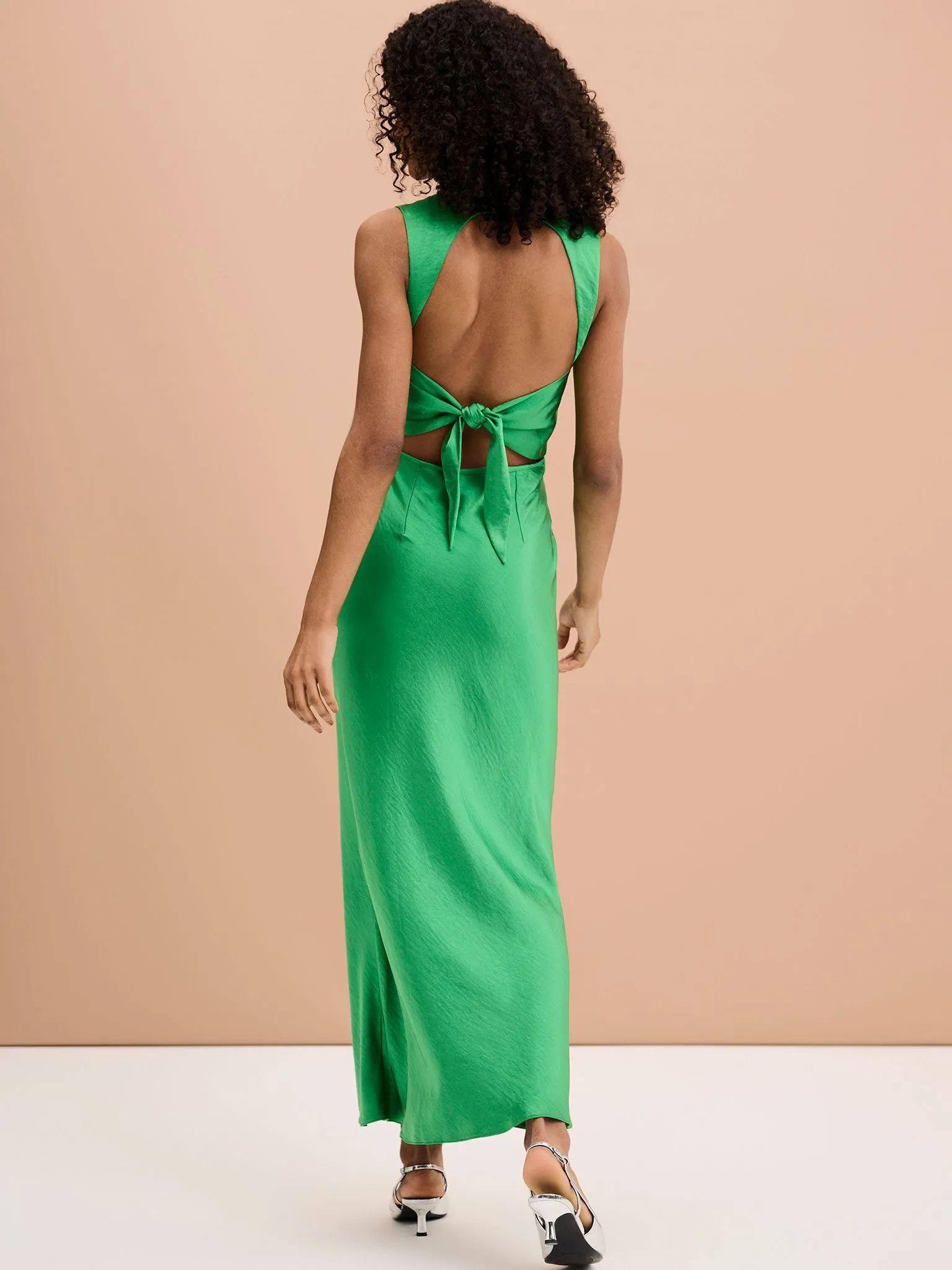 Nova Tie Back Dress in Fern Green sold by Omnes product image thumbnail 3