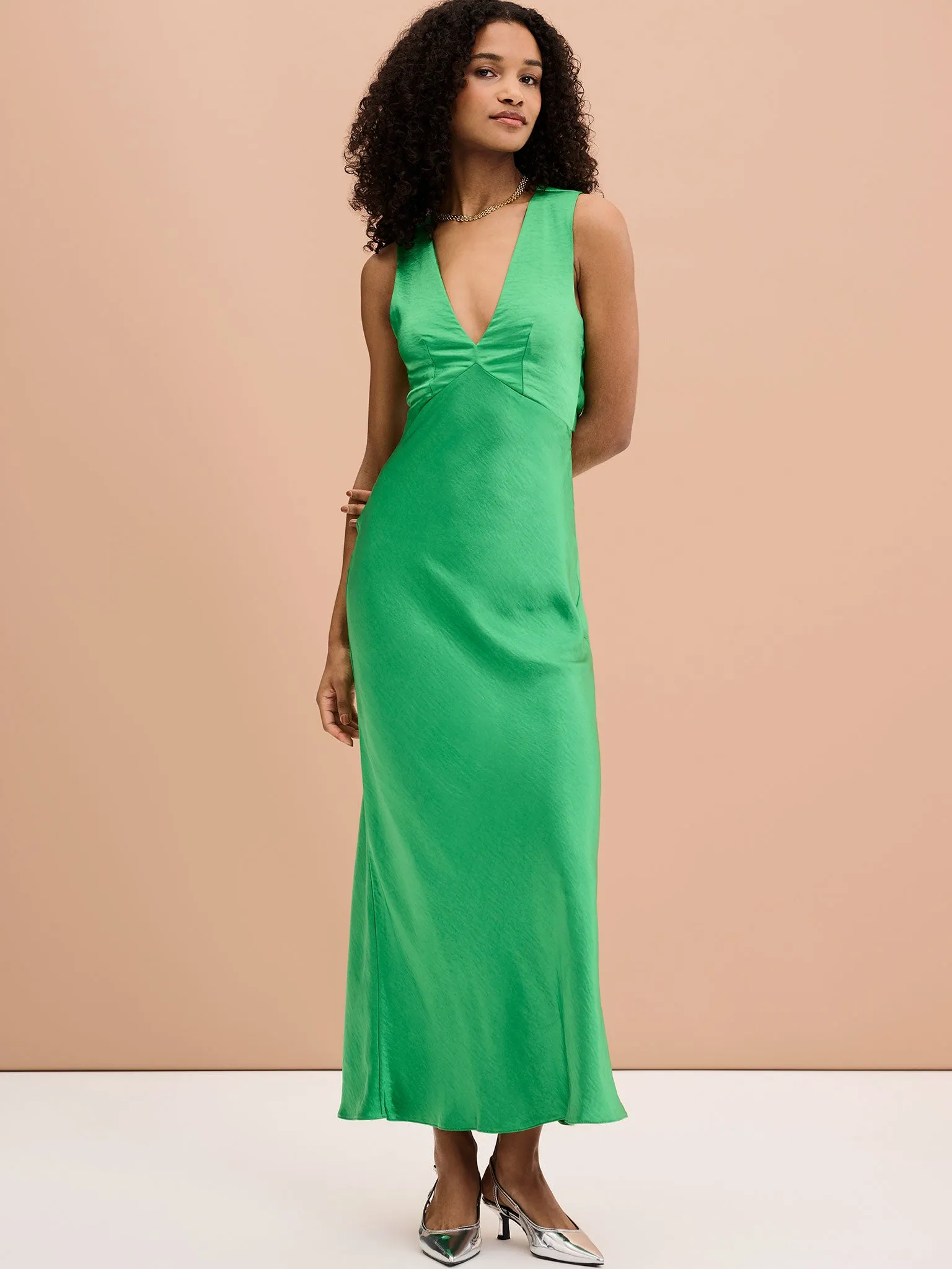 Nova Tie Back Dress in Fern Green sold by Omnes product image thumbnail 5