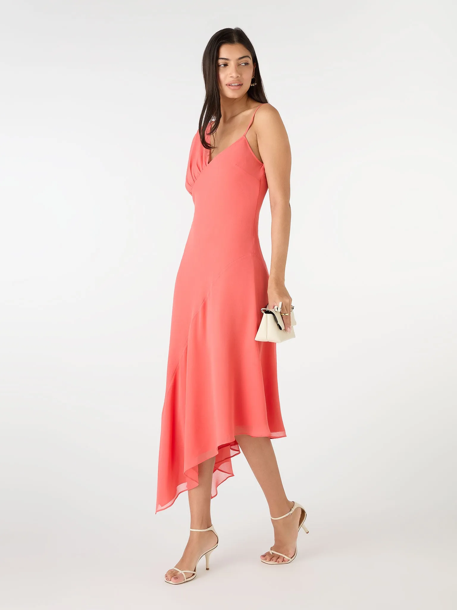 Laurel Asymmetric Dress in Coral sold by Omnes product image thumbnail 2