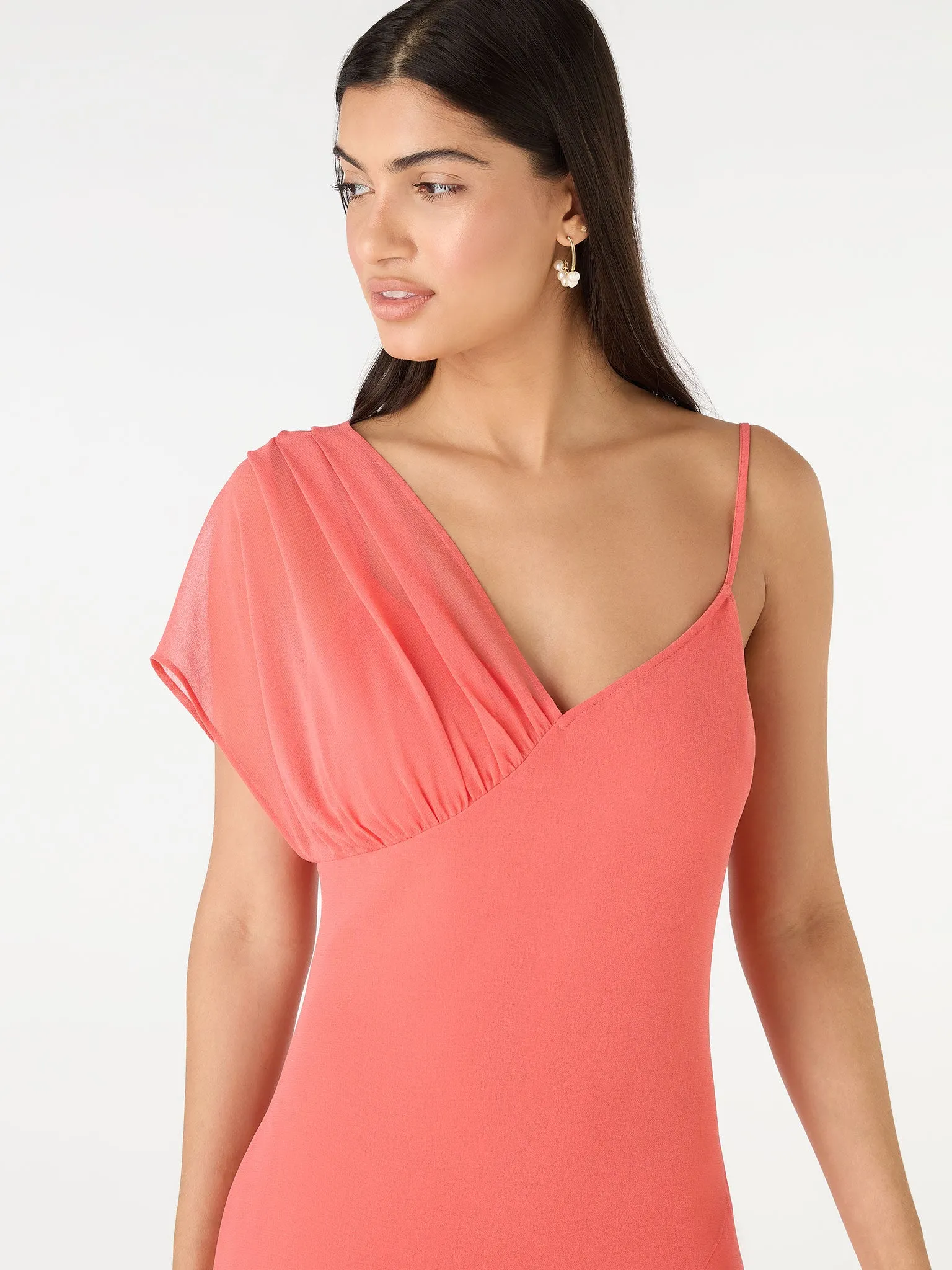 Laurel Asymmetric Dress in Coral sold by Omnes product image thumbnail 5