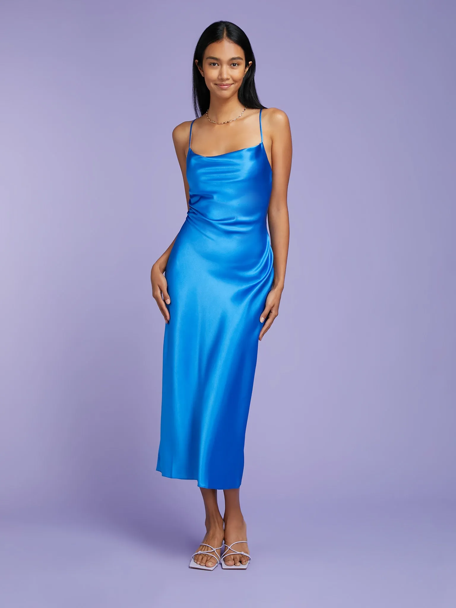 Riviera Midi Dress in Topaz Blue sold by Omnes