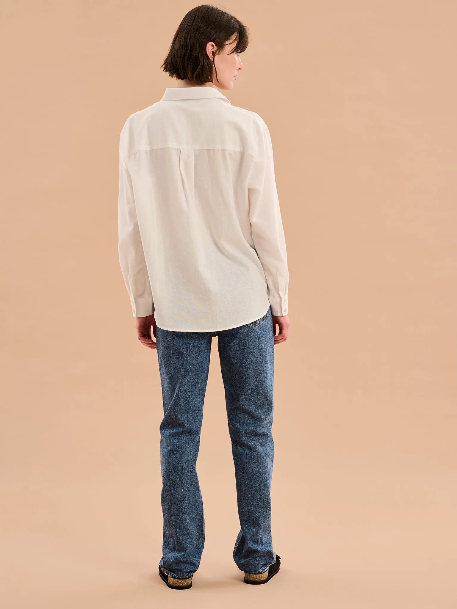 Evie Linen Oversized Shirt in White sold by Omnes product image thumbnail 4