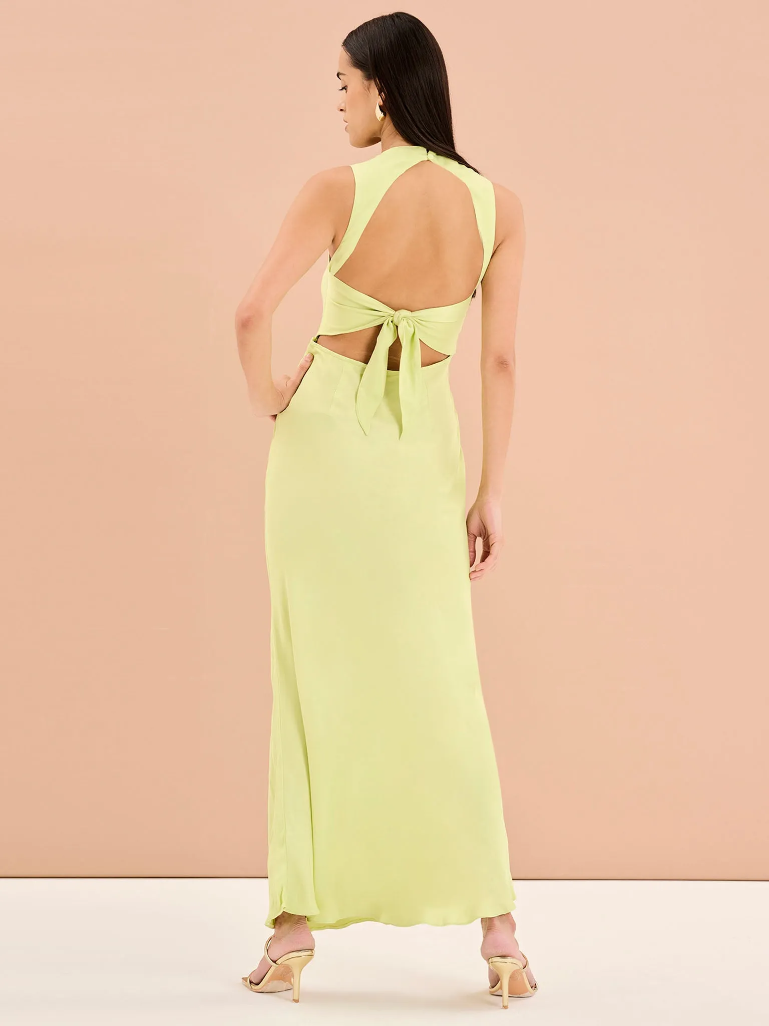 Nova Tie Back Dress in Lime sold by Omnes product image thumbnail 3