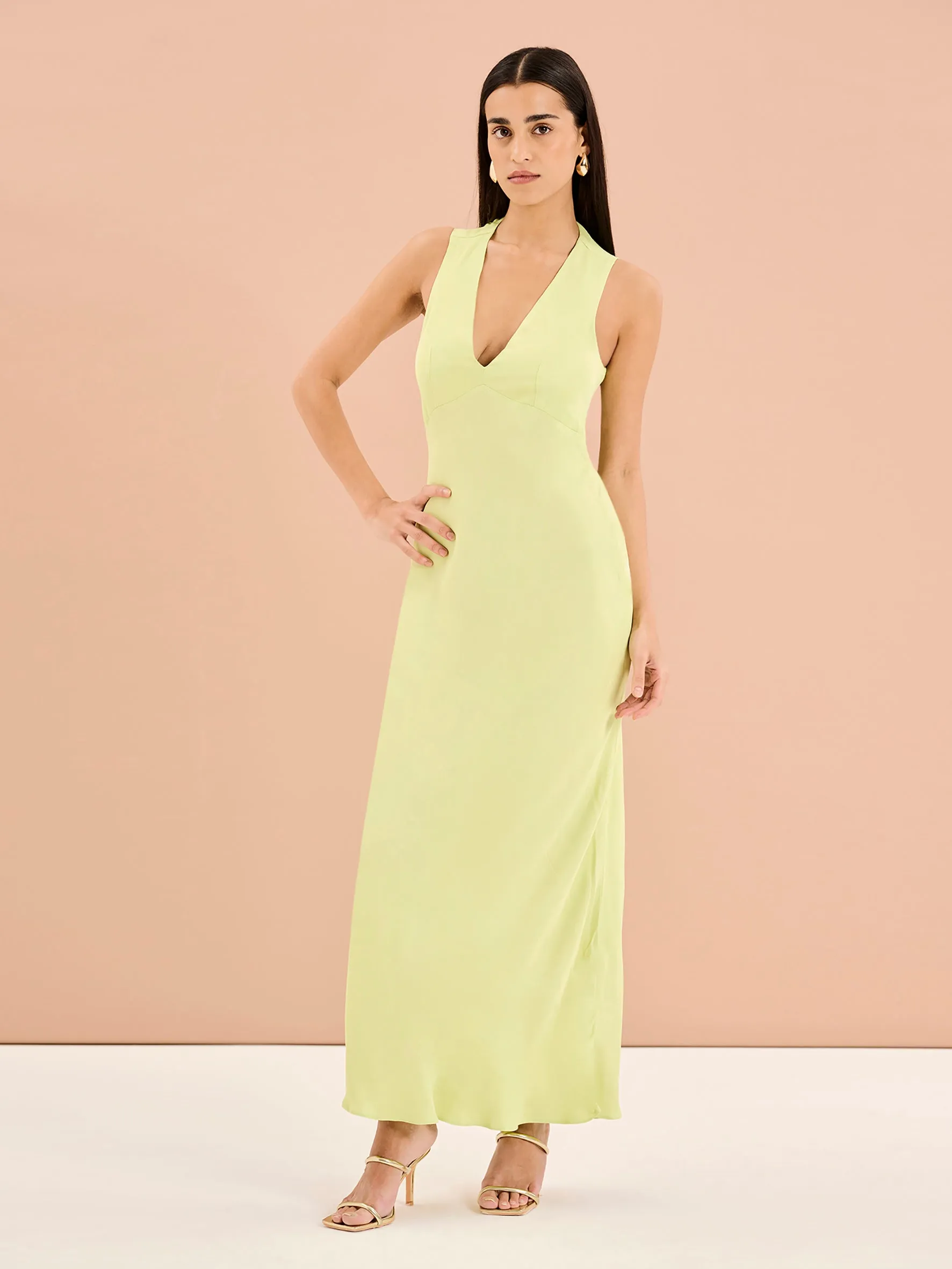 Nova Tie Back Dress in Lime sold by Omnes product image thumbnail 2