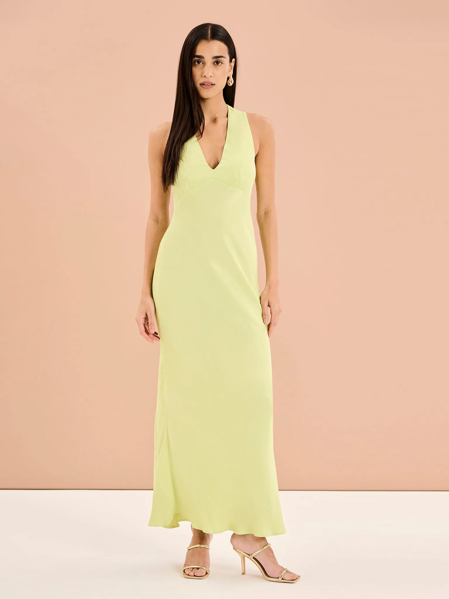 Nova Tie Back Dress in Lime sold by Omnes