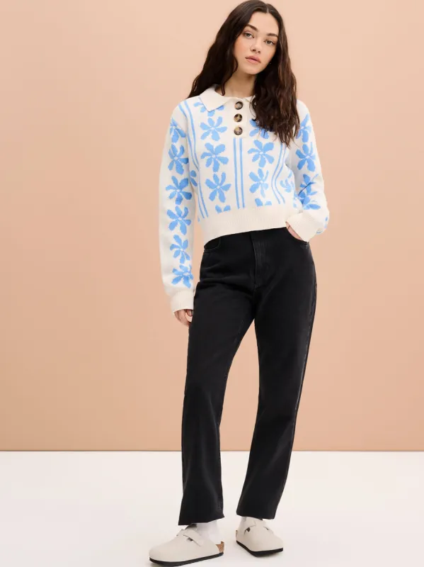 Loren Jumper in Blue and Cream sold by Omnes