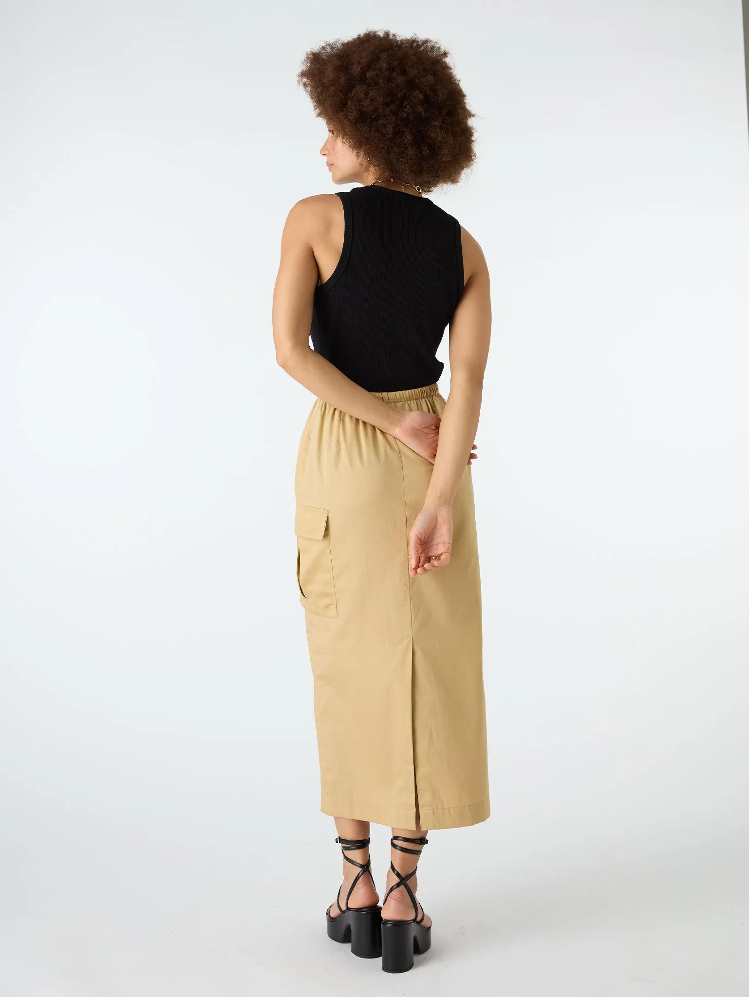 Indigo Cargo Midi Skirt in Beige sold by Omnes product image thumbnail 3