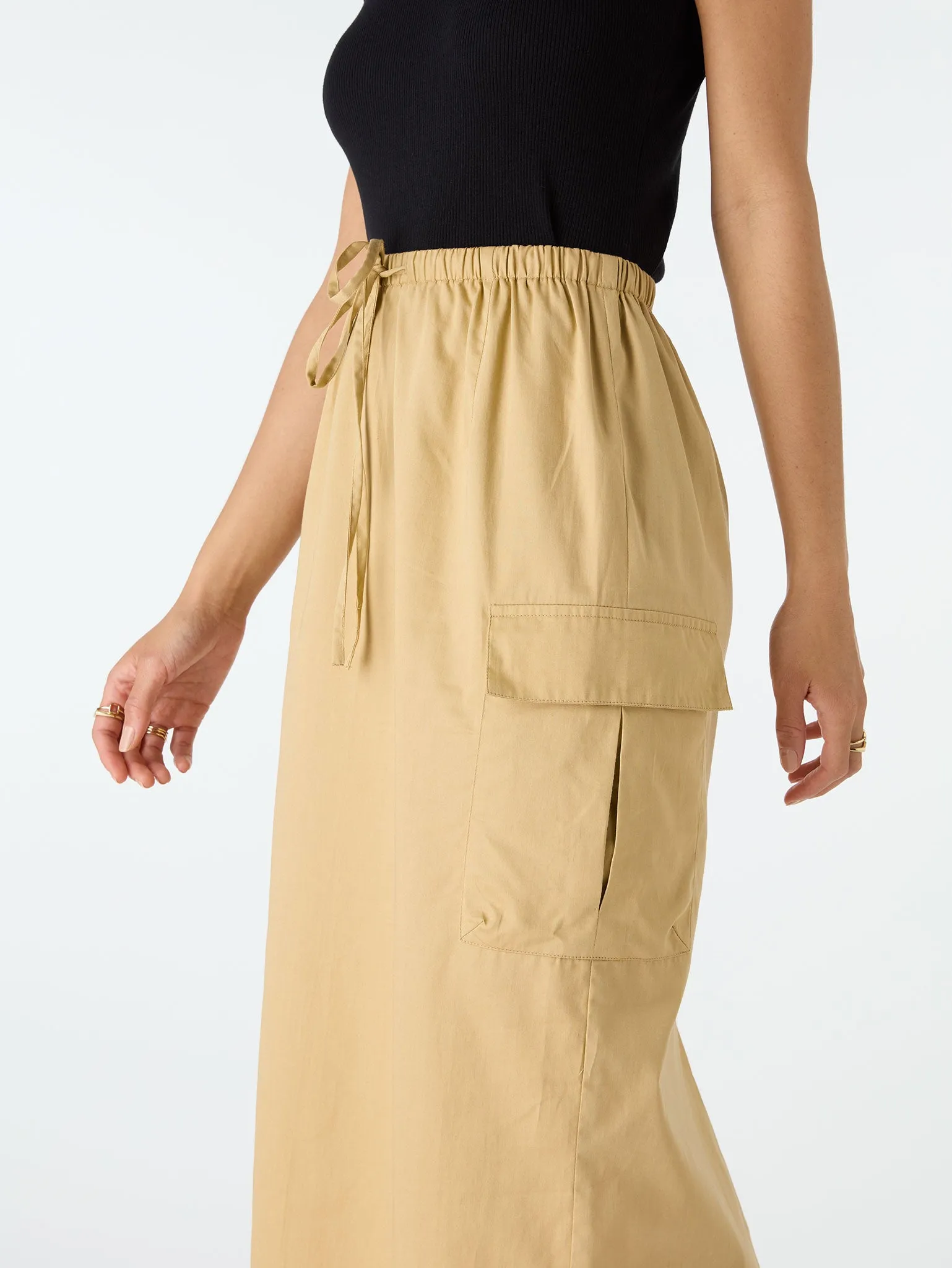 Indigo Cargo Midi Skirt in Beige sold by Omnes product image thumbnail 2