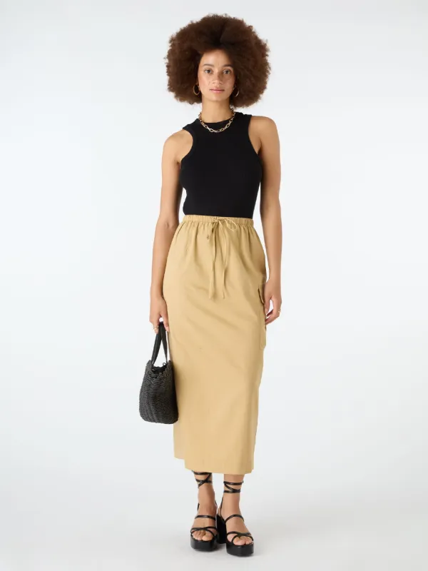 Indigo Cargo Midi Skirt in Beige sold by Omnes