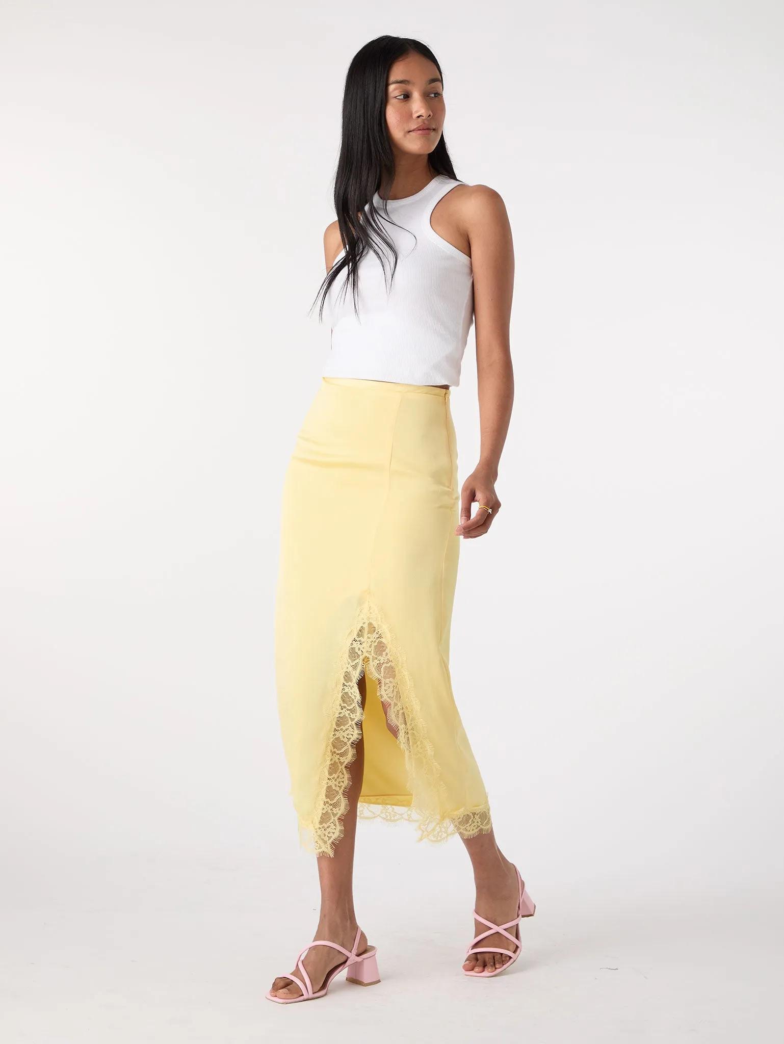 Avari Lace Trim Skirt in Yellow sold by Omnes product image thumbnail 2