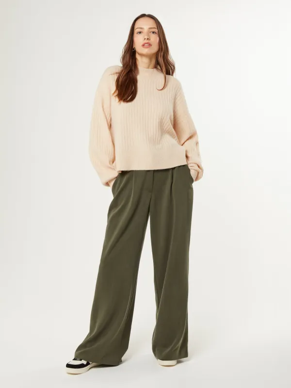 Maisie Boxy Rib Jumper in Cream sold by Omnes