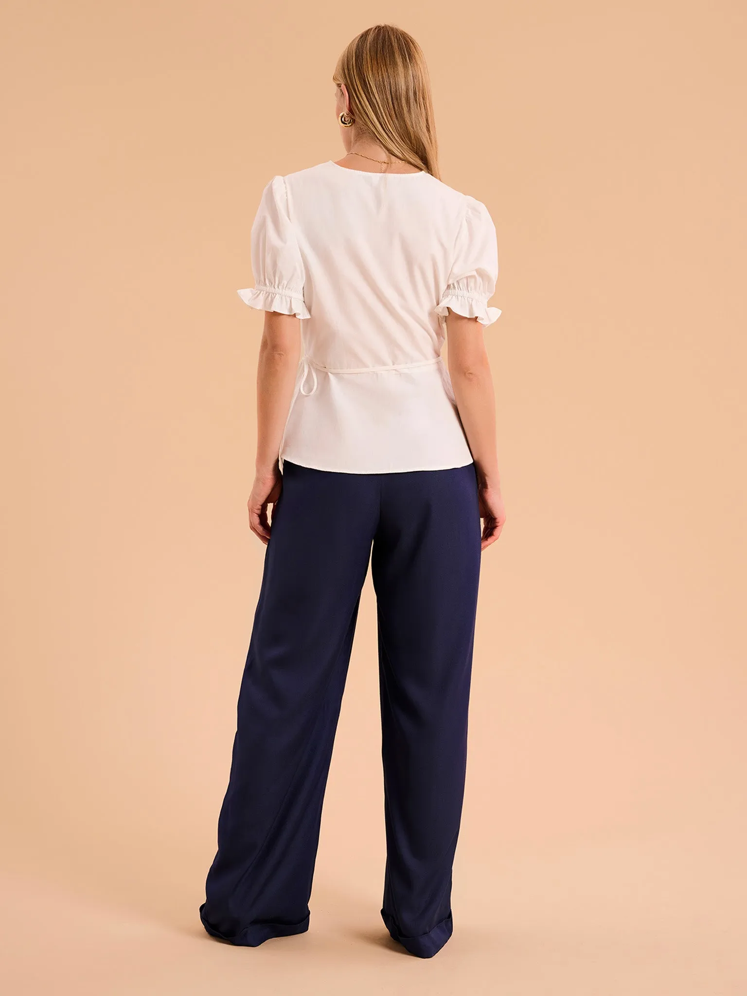Candy Pleat Front Straight Leg Trouser in Navy sold by Omnes product image thumbnail 5