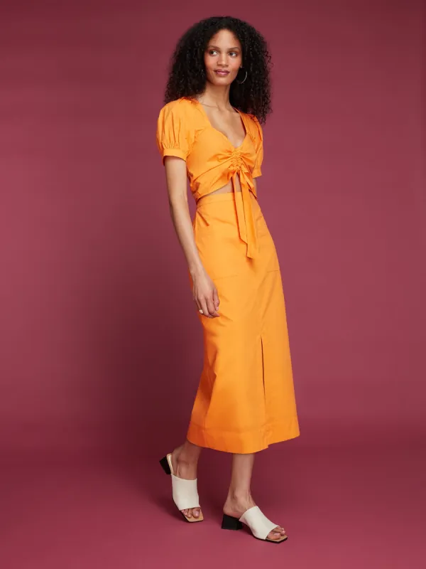 Hilda Midi Skirt in Orange sold by Omnes