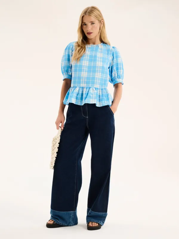 Ellie Frill Hem Puff Sleeve Printed Cotton Blouse sold by Omnes