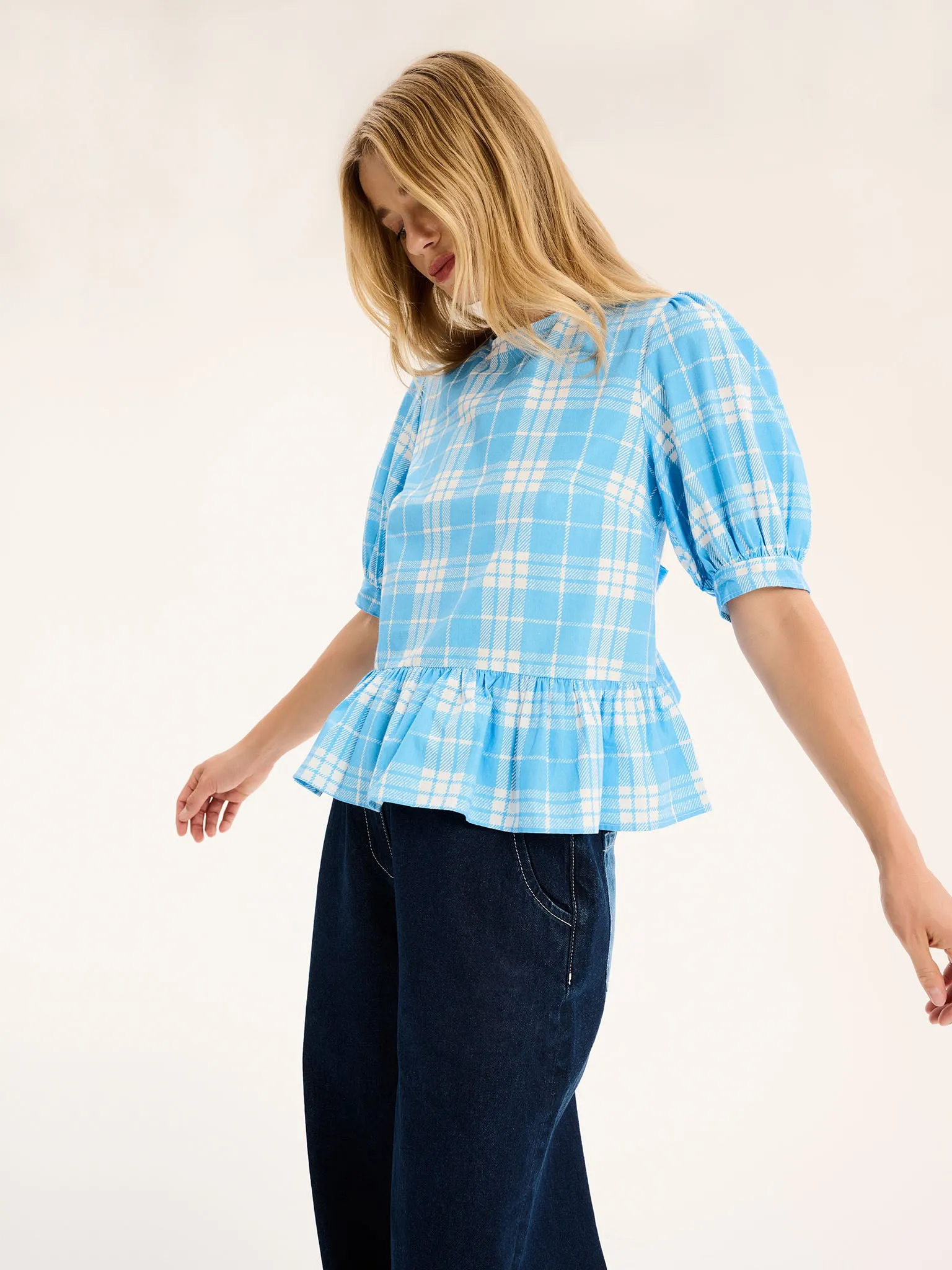 Ellie Frill Hem Puff Sleeve Printed Cotton Blouse sold by Omnes product image thumbnail 4