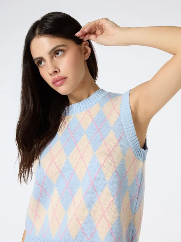 Bobbi Sweater Vest in Peach and Blue sold by Omnes