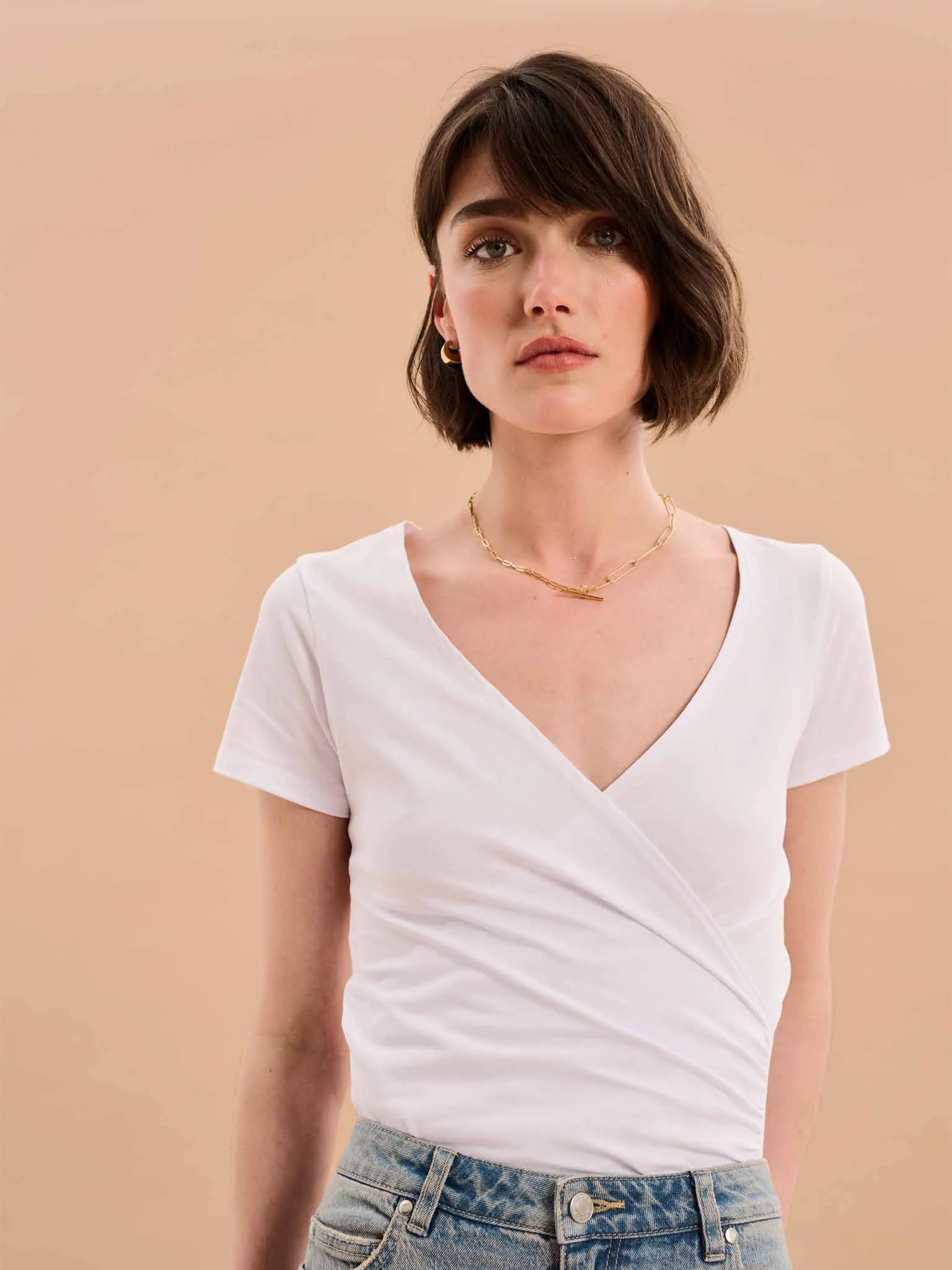 Hilary Jersey Top in White sold by Omnes product image thumbnail 3