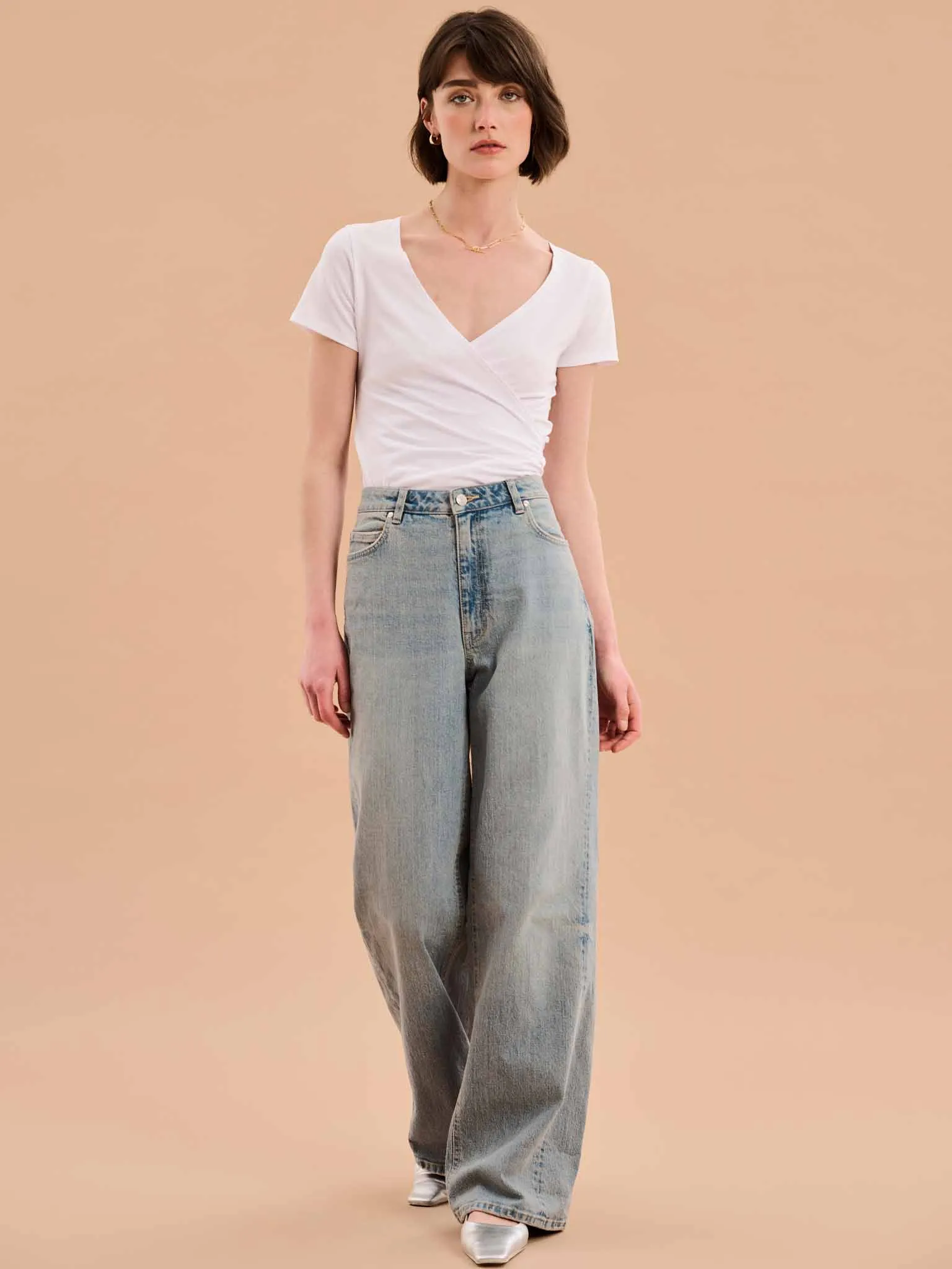 Hilary Jersey Top in White sold by Omnes product image thumbnail 2